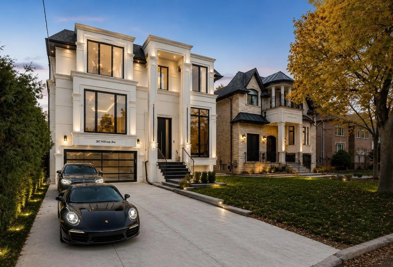 Kaizen Construction Group — luxury custom home exterior at dusk
